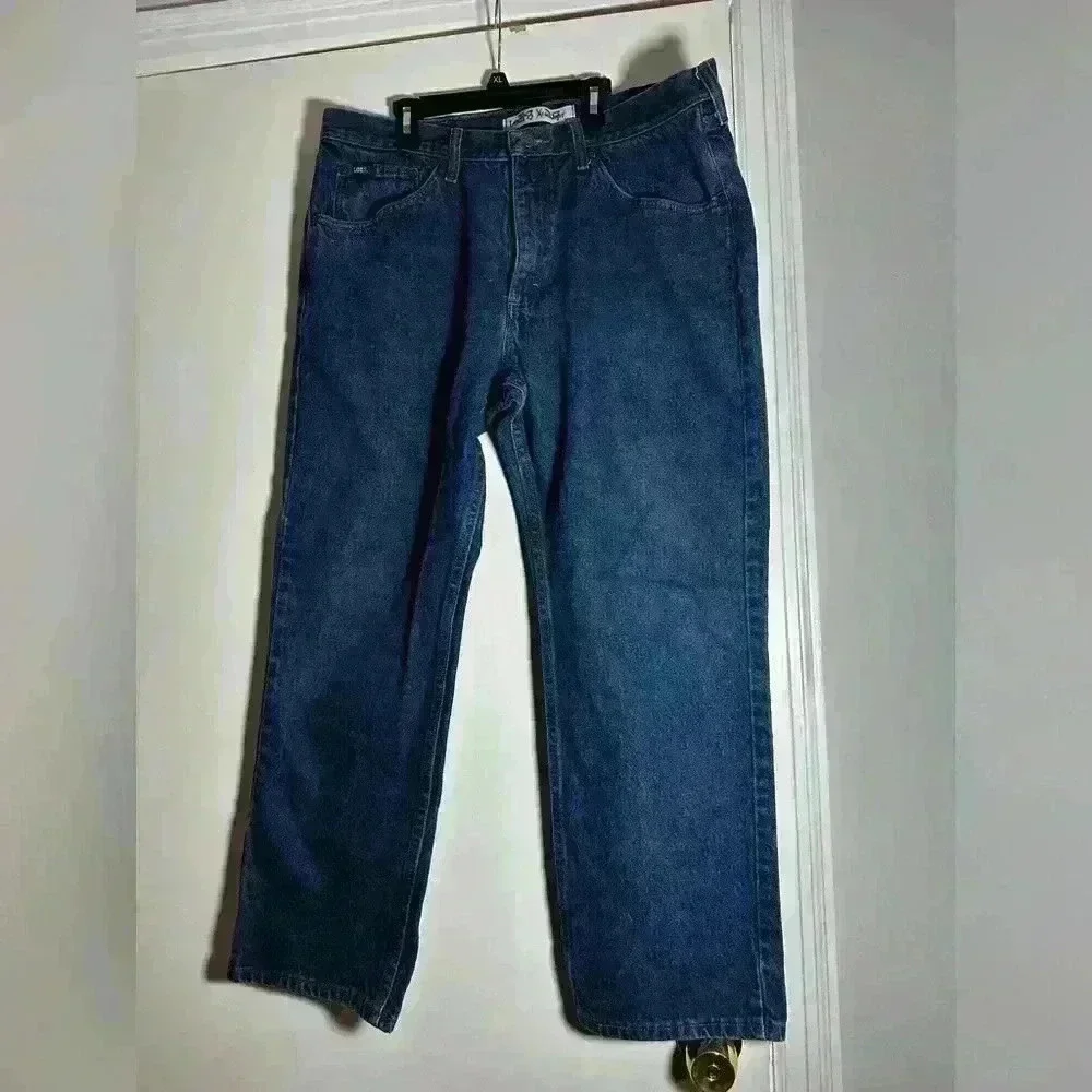 Lee Jeans Y2K REGULAR FIT STRAIGHT LEG JEANS 38x32. Dark Wash. Five Pocket.